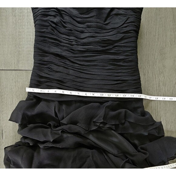BCBG Max Azria Black Chiffon Strapless Ruffled Maxi Dress Formal Size 10 Fairy - Picture 4 of 7